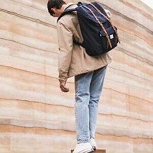 Herschel Little America Laptop Backpack, Black/Tan Synthetic Leather Classic 25